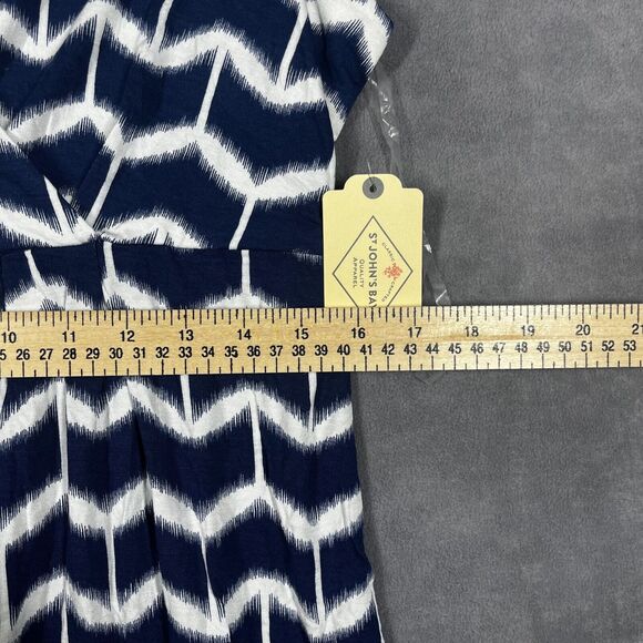 St. John Bay A-Line Dress Women's Large Blue Rayon Stretch Classic Surplice Neck - Picture 4 of 7